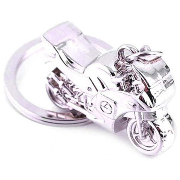 Solid Motorcycle Keychain Silver