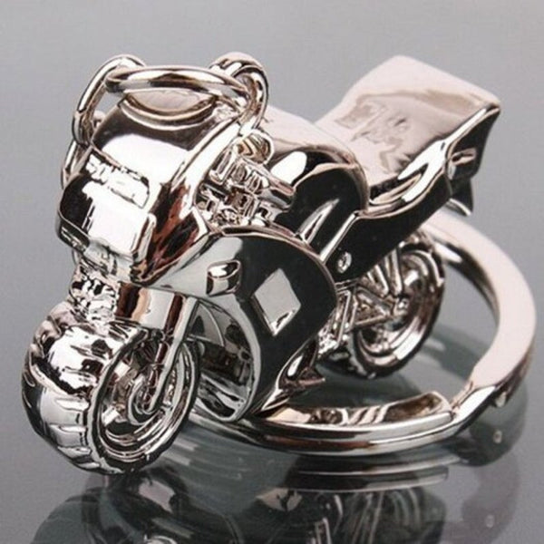 Solid Motorcycle Keychain Silver Keyrings