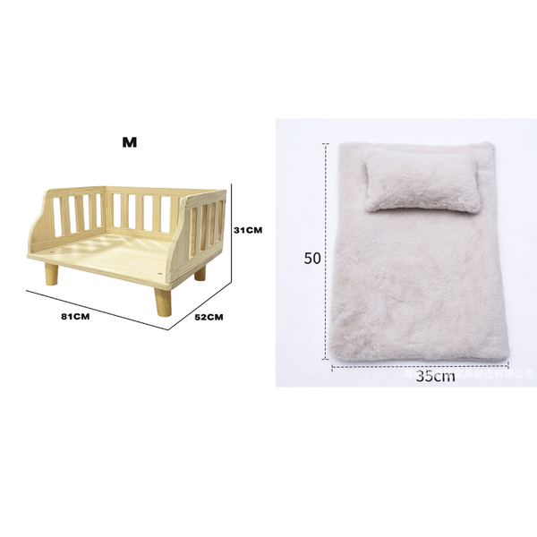 Ehc Solid Wood Pet Cat Dog Bed Puppy Home Supply M Sizes W/Pillows Pet Beds
