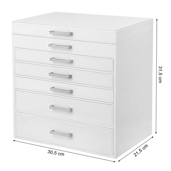 Songmics Jewellery White Box With 6 Layers And 5 Drawers