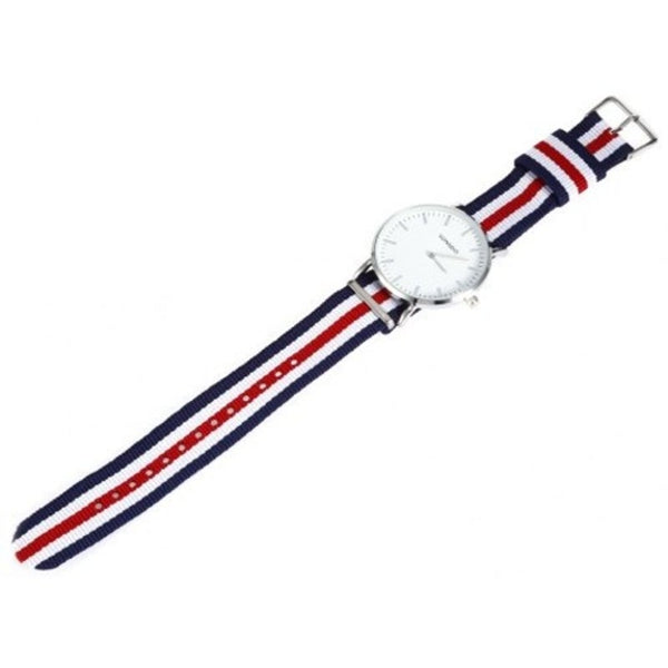 Veile Studios Sonsdo Colorful Canvas Band Male Quartz Watch Blue And Red Watches