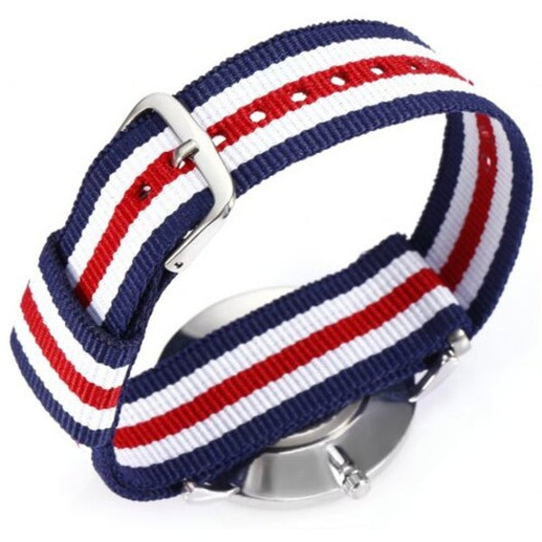 Veile Studios Sonsdo Colorful Canvas Band Male Quartz Watch Blue And Red Watches