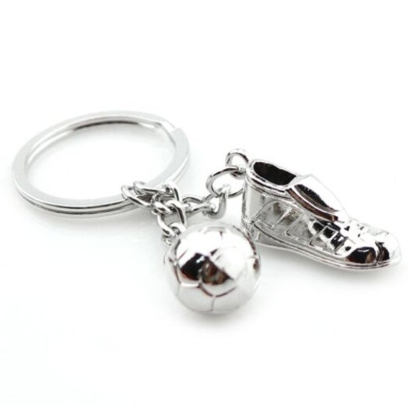 Souvenir Football Canvas Shoes Keychain Silver Keyrings