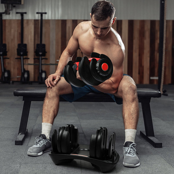 Centra 24Kg Adjustable Dumbbell Set Home Gym Black Dumbbells