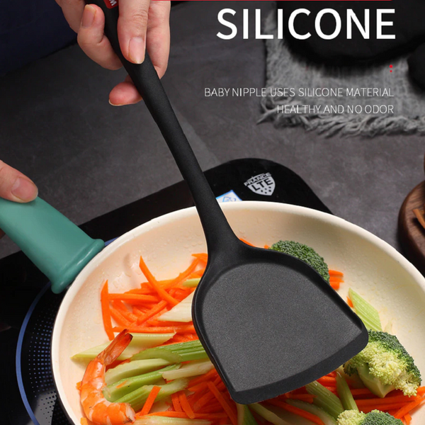 2Pcs Silicone Spatula Heat Insulation Kitchenware Non Stick Shovel Turner Cooking Utensils