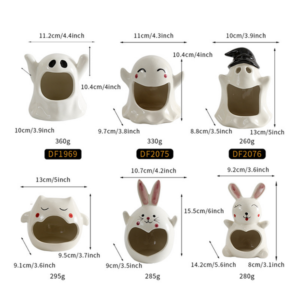 Special Halloween Ghost Festival Ceramic Craft Ornaments Size Chart Packing List Seasonal Decorations