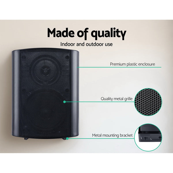 Giantz 2-Way In Wall Speakers Home Outdoor Indoor Audio Tv Stereo 150W
