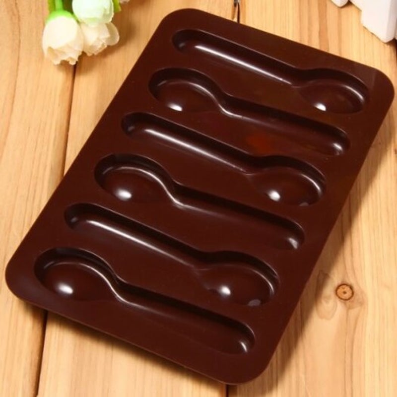 Spoon Pattern Cake Decoration Sugar Craft Silicone Baking Mold Brown Muffin Pans & Baking Moulds