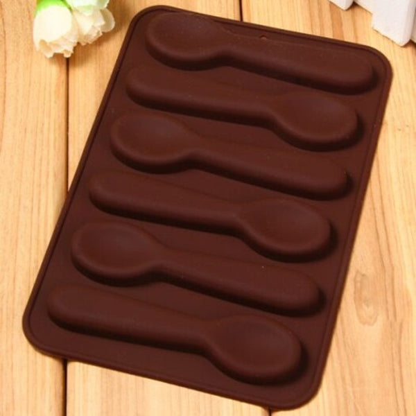 Spoon Pattern Cake Decoration Sugar Craft Silicone Baking Mold Brown Muffin Pans & Baking Moulds