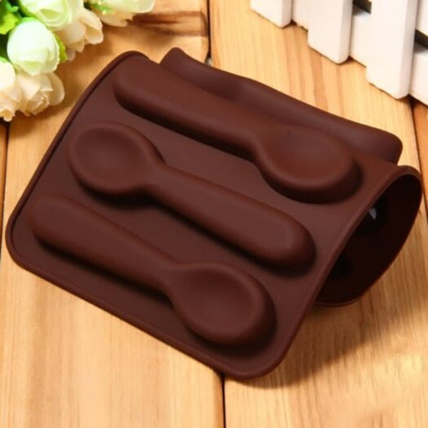 Spoon Pattern Cake Decoration Sugar Craft Silicone Baking Mold Brown Muffin Pans & Baking Moulds
