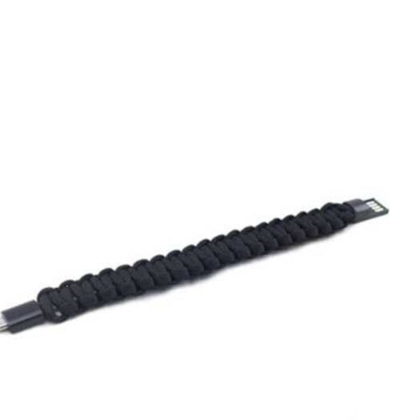 Sport Nylon Creative 8Pin Usb Data Cable Bead Bracelet Charger Line Charging For Android Phone Black