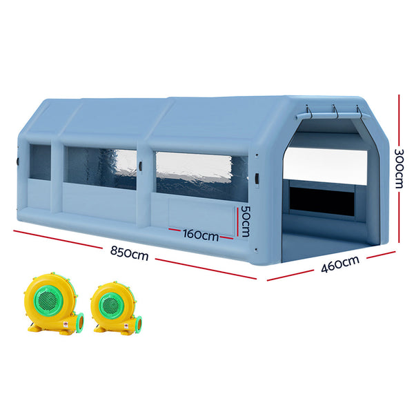 Giantz Inflatable Spray Booth 8.5X4.6M Car Paint Tent Filter System 2 Blowers Other Shop Equipment