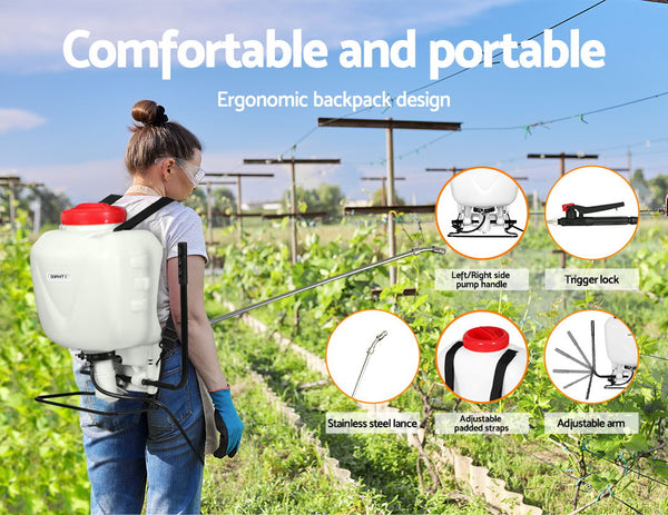 Giantz Weed Sprayer 15L Knapsack Backpack Pesticide Fertiliser Farm Garden