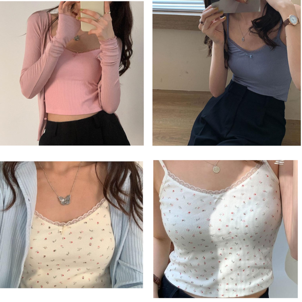 Spring Floral Camisole Crop Top Women Women Crop Tees