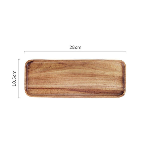 Rectangular Wood Pan Plate Fruit Dishes Saucer Tea Tray Dessert Dinner Bread Plates Solid Trays