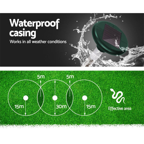 Gardeon 10X Solar Led Snake Repeller Multi Pulse Plus Ultrasonic Pest Rodent Repellent Ultrasonic Pest Repellers