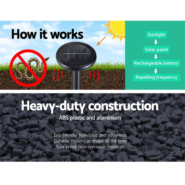 Gardeon Snake Repeller 4X Ultrasonic Solar Powered Repellents & Deterrents