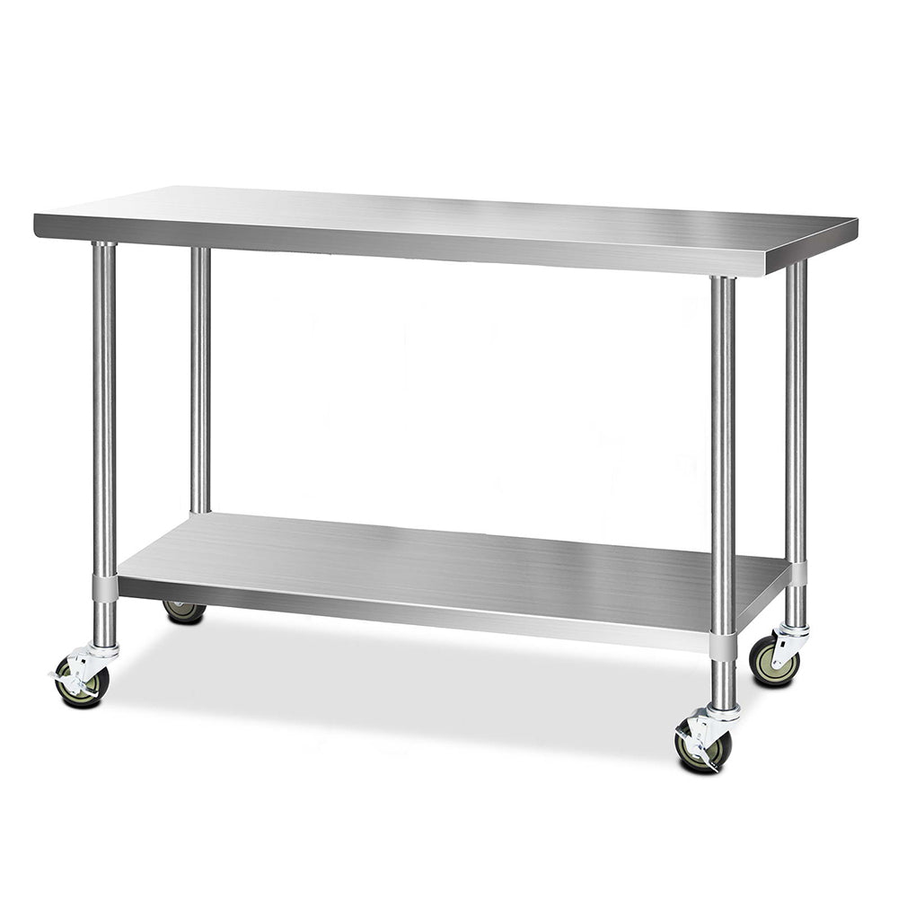 Cefito 304 Stainless Steel Kitchen Benches Work Food Prep Table With Wheels 1524Mm X 610Mm Kitchen Carts