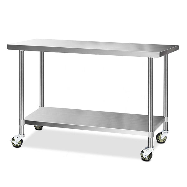 Cefito 304 Stainless Steel Kitchen Benches Work Food Prep Table With Wheels 1524Mm X 610Mm Kitchen Carts