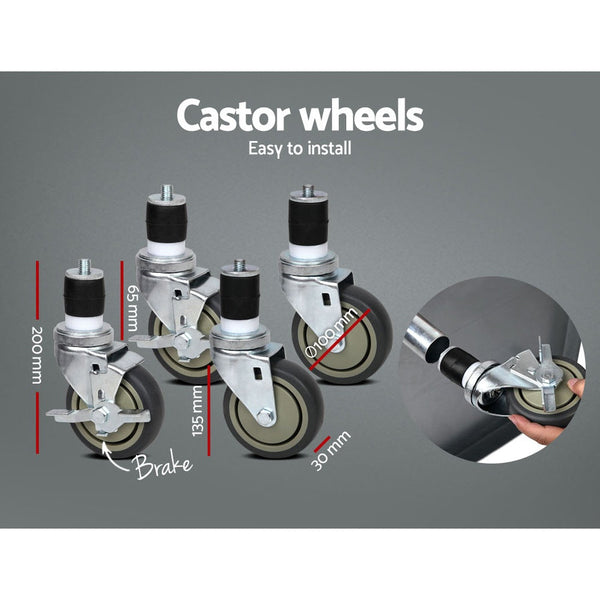 Cefito 304 Stainless Steel Kitchen Benches Work Food Prep Table With Wheels 1524Mm X 610Mm Kitchen Carts