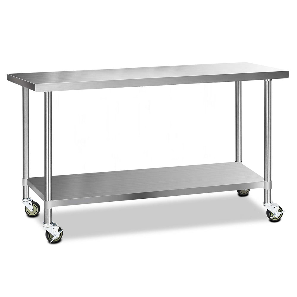 Cefito 304 Stainless Steel Kitchen Benches Work Food Prep Table With Wheels 1829Mm X 610Mm Kitchen Carts