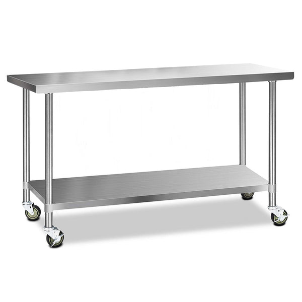 Cefito 304 Stainless Steel Kitchen Benches Work Food Prep Table With Wheels 1829Mm X 610Mm Kitchen Carts