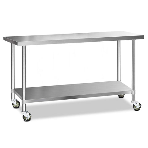 Cefito 304 Stainless Steel Kitchen Benches Work Food Prep Table With Wheels 1829Mm X 610Mm