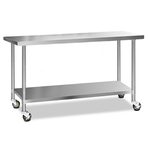 Cefito 304 Stainless Steel Kitchen Benches Work Food Prep Table With Wheels 1829Mm X 610Mm Kitchen Carts