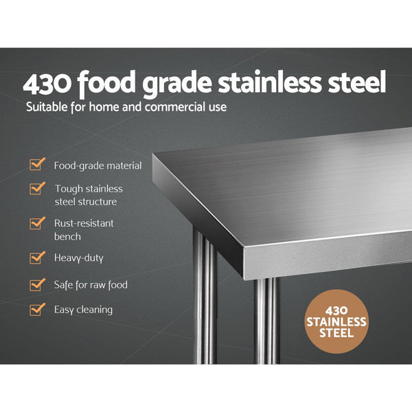 Cefito 610 X 1219Mm Commercial Stainless Steel Kitchen Bench Kitchen Benchtops