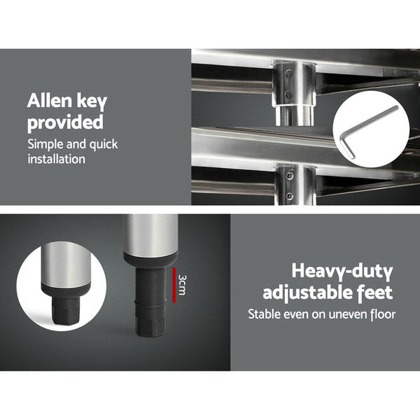 Cefito 1829 X 762Mm Commercial Stainless Steel Kitchen Bench With 4Pcs Castor Wheels Kitchen Benchtops