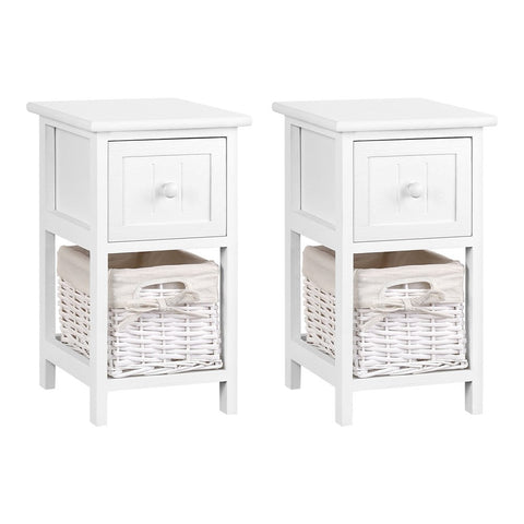 Artiss 2 Pcs Bedside Table White Bedside Tables
