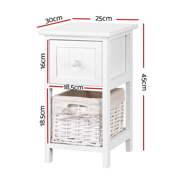 Artiss 2 Pcs Bedside Table White Bedside Tables