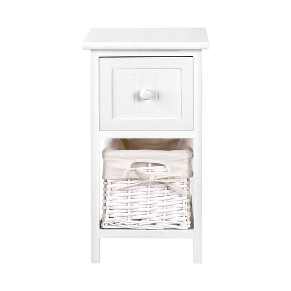 Artiss 2 Pcs Bedside Table White Bedside Tables