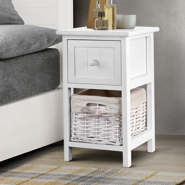 Artiss 2 Pcs Bedside Table White Bedside Tables