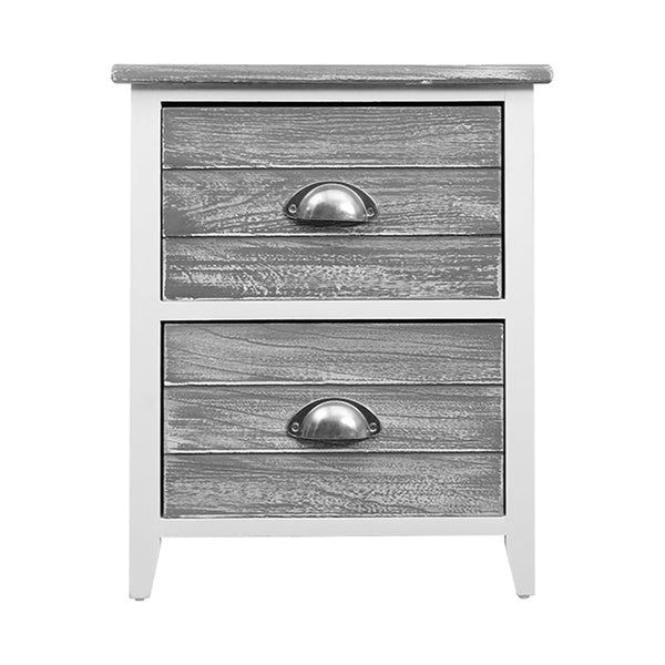Artiss 2X Bedside Table Nightstands Drawers Storage Cabinet Bedroom Side Grey