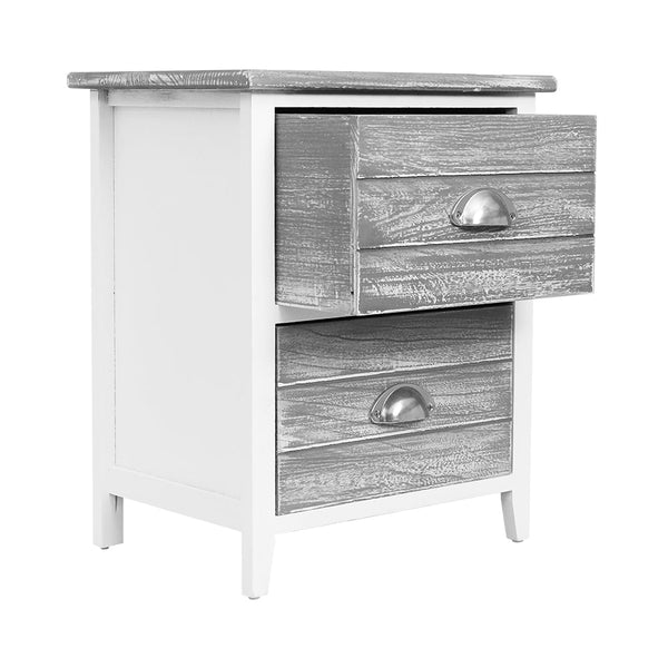 Artiss 2X Bedside Table Nightstands Drawers Storage Cabinet Bedroom Side Grey