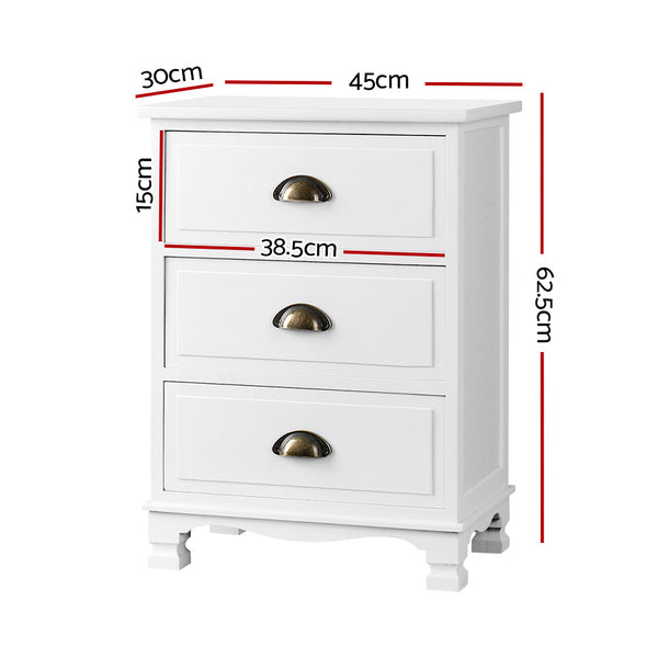 Artiss Bedside Table Chest Storage Cabinet Nightstand White Bedside Tables