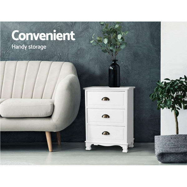 Artiss Bedside Table Chest Storage Cabinet Nightstand White Bedside Tables