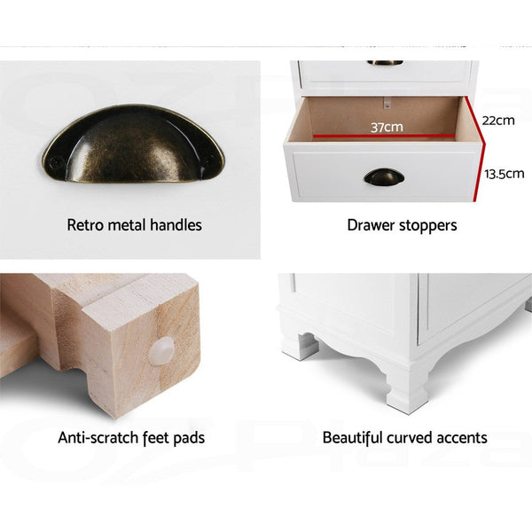 Artiss Bedside Table Chest Storage Cabinet Nightstand White Bedside Tables