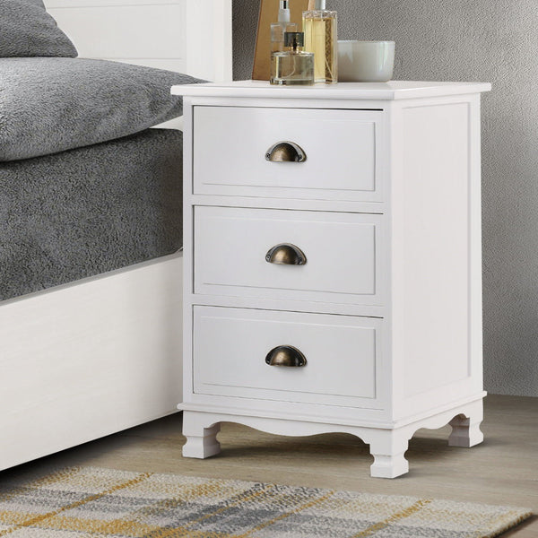 Artiss Bedside Table Chest Storage Cabinet Nightstand White Bedside Tables