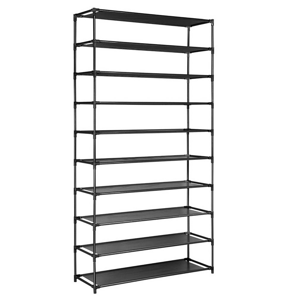 Artiss Shoe Rack 10 Tier (50 Pair) Shoes Organiser Diy Stackable Organizer Storage Shelf Stand Holder Portable Wardrobe Black Shoe Racks
