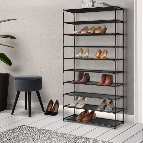 Artiss Shoe Rack 10 Tier (50 Pair) Shoes Organiser Diy Stackable Organizer Storage Shelf Stand Holder Portable Wardrobe Black Shoe Racks