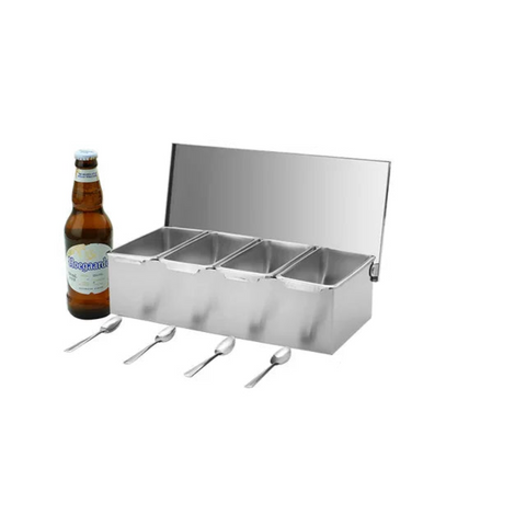 Stainless Steel 3/4/5 Section Ingredients Box Salt Sugar Cheese Sauce Seasoning Pizza Making Tool Snack Storage Spice Jars & Racks