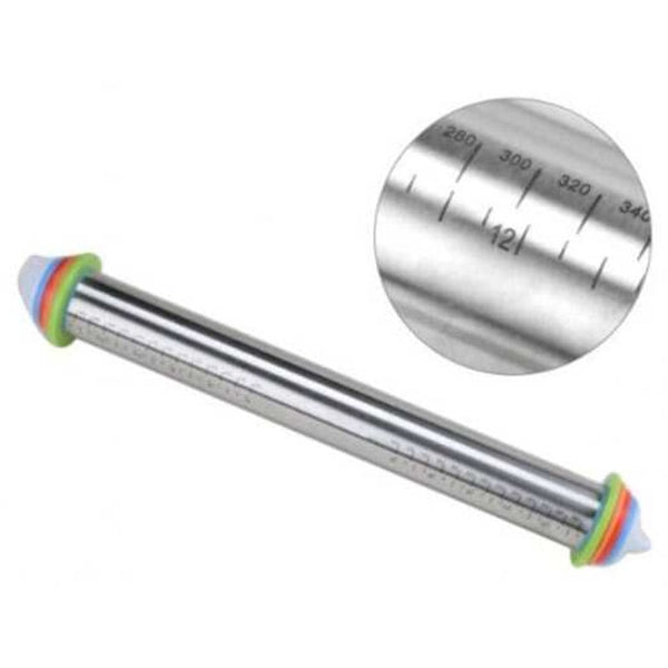 Stainless Steel Rolling Pin With Scale Value Silver Rolling Pins