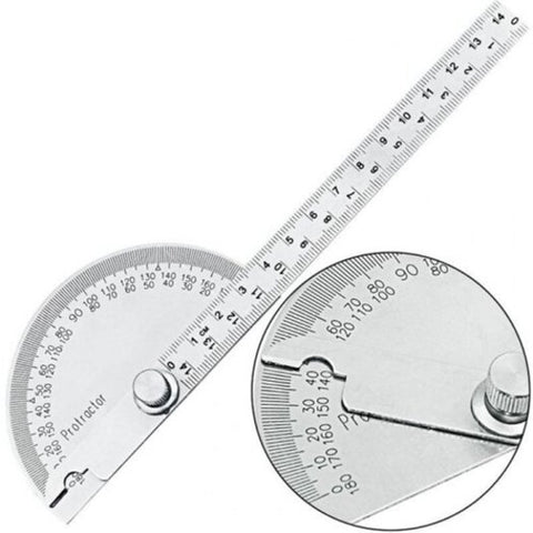 Stainless Steel Angle Ruler Protractor Measuring Tool Silver