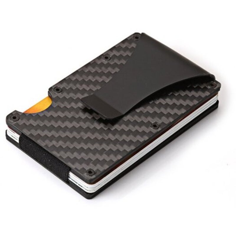 Stainless Steel Bank Credit Package Business Carbon Fiber Card Holder Jet Black Wallets