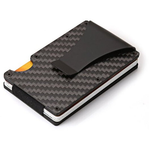 Stainless Steel Bank Credit Package Business Carbon Fiber Card Holder Jet Black Wallets