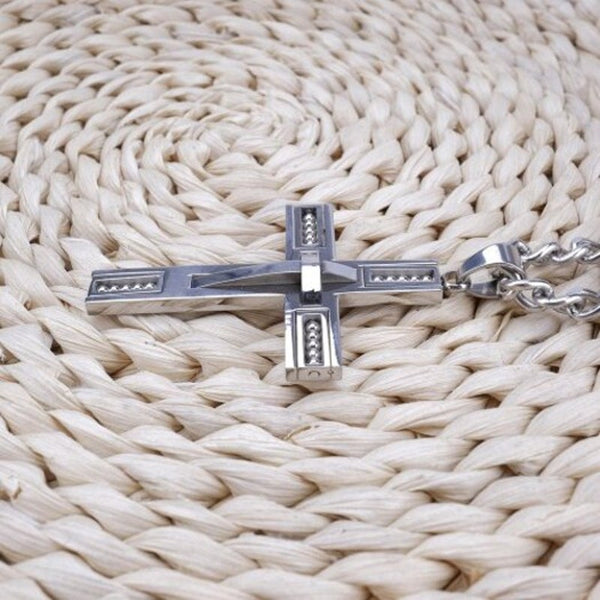 Veile Studios Stainless Steel Beaded Cross Men Pendant Necklace Silver 1Pc Pendants