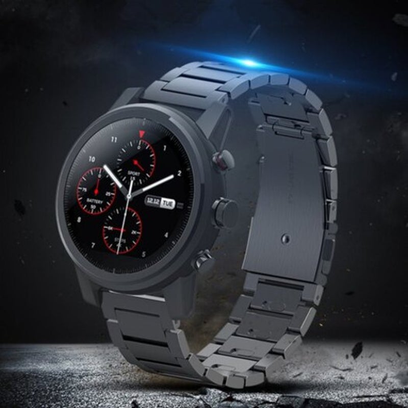 Stainless Steel Clasp Wrist Watch Band Strap For Amazfit Stratos 2 Black Watch Bands