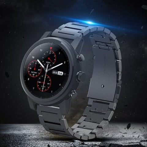 Stainless Steel Clasp Wrist Watch Band Strap For Amazfit Stratos 2 Black Watch Bands